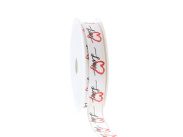 Ruban laitonne  Love Heart  15mm x 20m blanc couleur 140