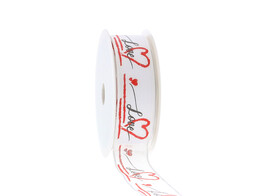 Ruban laitonne  Love Heart   25mm x 20m couleur 140 blanc