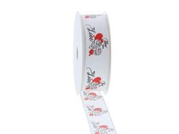 Ruban laitonne  You are  my love 25mm x 20m blanc couleur 140