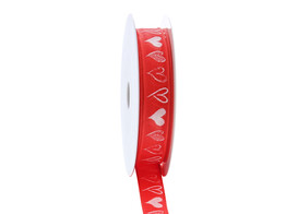 Lint met ijzerdraad  Tingy  hartjes 15mm x 20m rood kleur 120