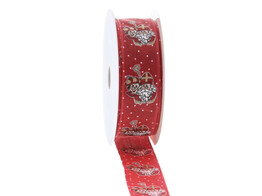 Wired ribbon Saint  Vintage  and Soot Pete 25mm x 20m colour 120 red