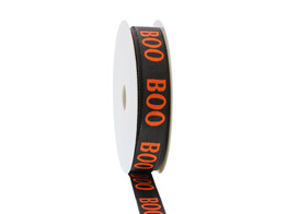 Band met Drahtkante  BOO  text 15mm x 20m schwarz 000