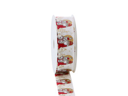 Wired ribbon Saint  Wave  and horse 25mm x 20m 140 white