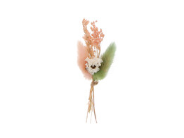 Bouquet dried flowers 10cm with adhesive strip peach - green