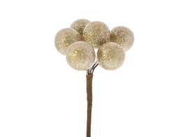 Kerstbal op stick 20mm blinkend champagne