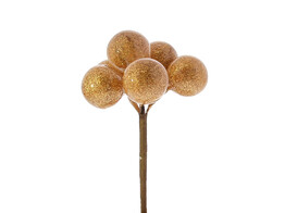 Kerstbal op stick 20mm blinkend cognac