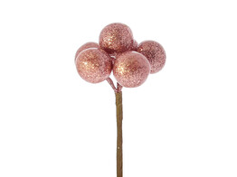 Kerstbal op stick 20mm blinkend roze