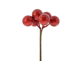 Kerstbal op stick 20mm blinkend rood