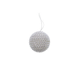 Kerstbal glitter hanger zilver