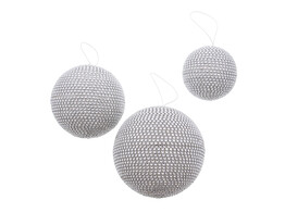 Kerstbal glitter S/3 zilver
