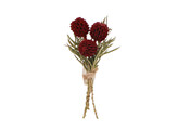 Bouquet dried flowers 8cm with adhesive strip burgundy red - green