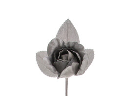Rose Shiny velours avec 3 feuilles PM