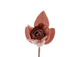 Rose Shiny Velours mit 3 Blattern KM