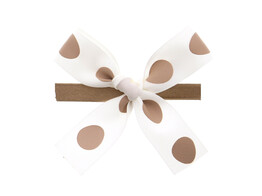 Strik met clip satijn  Easter eggs  6x6cm 2 lussen 15mm kleur 40 ecru