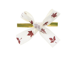 Strik met clip satijn  Autumn  6x6cm 2 lussen 15mm kleur 02 ecru