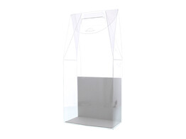 Transparante PVC doos voor 2 flessen   witte bodem