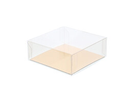 PET box with lid 8 x 8 x 3 cm and gold cartboard          Z111
