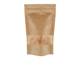 Stand-up pouch with grip closure and tear-off edge