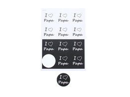 Sticker 6 35 cm  I love papa  zwart-wit