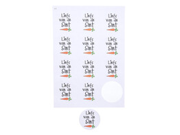 Sticker 6 35 cm  Liefs van de Sint  met wortel