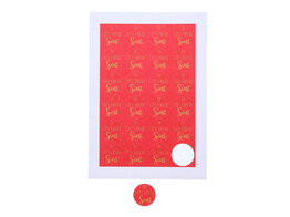Autocollant 4 cm  Liefs van de Sint  avec coeur rouge - or