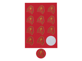 Autocollant 6 35 cm   Mitre  fond rouge
