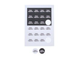 Autocollant 4 cm Happy Halloween noir - blanc