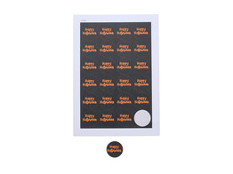 Sticker 4 cm Happy Halloween zwart - oranje