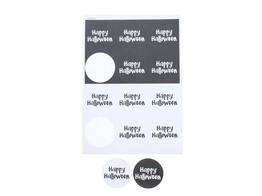 Autocollant 6 35 cm Happy Halloween noir - blanc