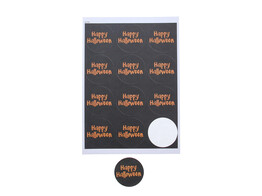 Sticker 6 35 cm Happy Halloween zwart - oranje
