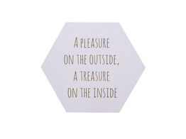 Sticker glossy  A pleasure on the outside  a treasure on the inside  medium gold