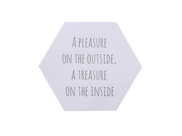 Sticker glossy  A pleasure on the outside  a treasure on the inside  medium smokey green