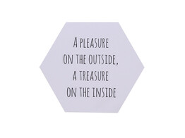 Sticker glossy  A pleasure on the outside  a treasure on the inside  medium black