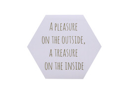 Sticker glossy  A pleasure on the outside  a treasure on the inside  LM gold