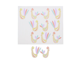 Autocollant brillant  Color Plume  poule et coq GM