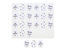 Sticker blinkend ei Happy Easter - BE HAPPY KM wit - zwart - goud