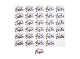 Sticker blinkend  Happy Easter  zwart-goud KM