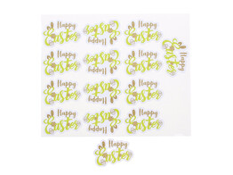 Sticker blinkend  Happy Easter  groen-goud GM