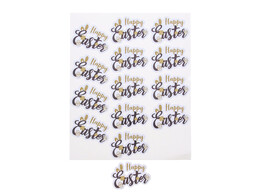 Sticker blinkend  Happy Easter  zwart-goud GM