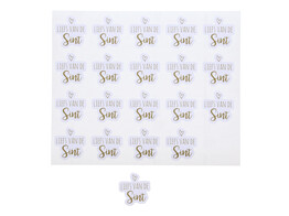 Autocollant brillant  Liefs van de Sint  avec coeur PM blanc - or
