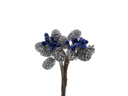 Pine cone with berries silver 90 pieces