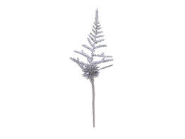  Glitter  fern leaf with ball silver