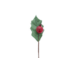 1 holly leaf green with 1 red berry