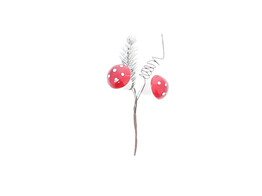 Snowy pine branche with 2 mushrooms