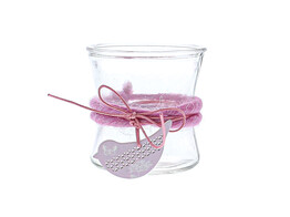 Candle holder cord  Wool  pink