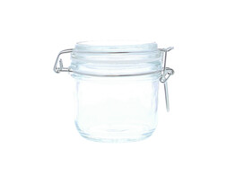 Glas mit silberfarbenem Verschluss mittelgro 