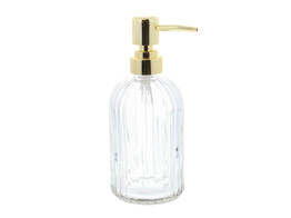 Flesje geribbeld met pomp goud 400ml