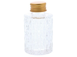 Glazen flesje fantasie 85 ml met goudkleurige dop