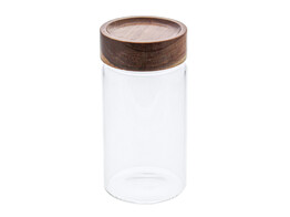 Jar with acacia screw on lid 580 ml brown