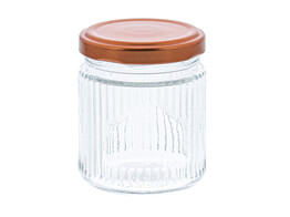 Jar ribbed with lid 260ml copper
